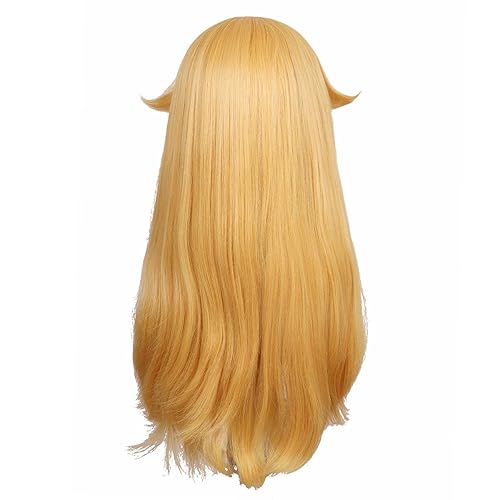 Miniatura 7 de FantaLook Peluca larga rubia con aretes para mujer, disfraz de Halloween