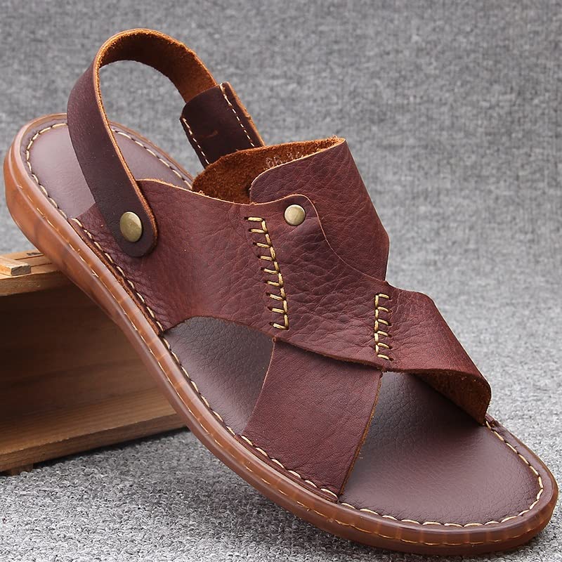 Men's Casual Shoes Sandals Slippers Beach Shoes Sandals Dual-use Outer Sandals(White-Patch Five-Pointed star4,39 Code)3