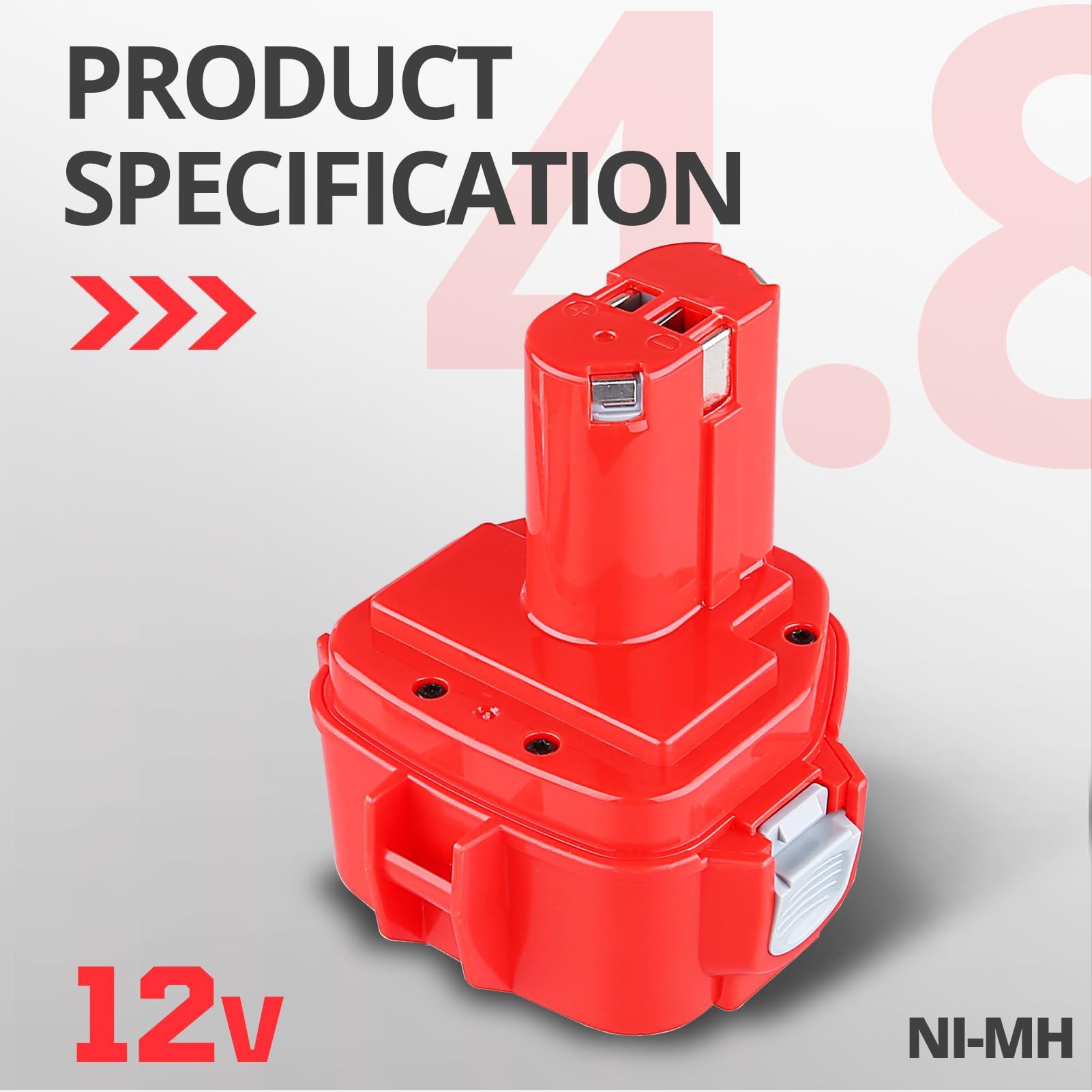 2 pezzi 4,8 Ah 12 V di ricambio per Makita 12 V batteria compatibile con PA12 1220 1222 1233 1234 1235 1235F NI-Mh