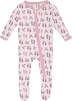 Vista 34 de KicKee Baby & Toddler - Pijama de viscosa ultrasuave de bambú con patas abatibles y puños