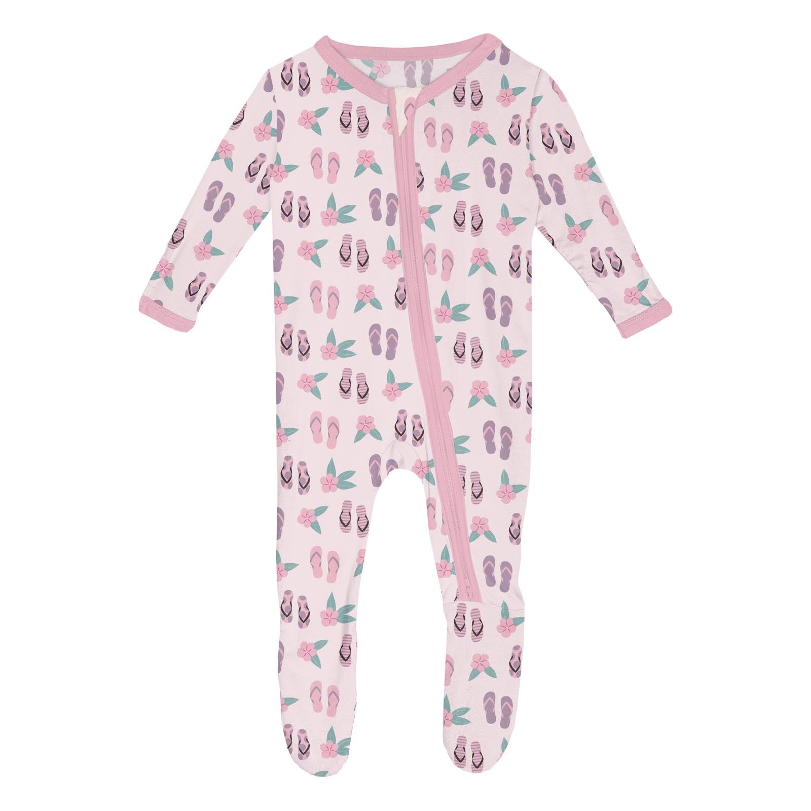 KicKee Baby &amp; Toddler Zipper Footie – Ultra-Soft Viscose from Bamboo Pajamas with Flip Paws &amp; Grips