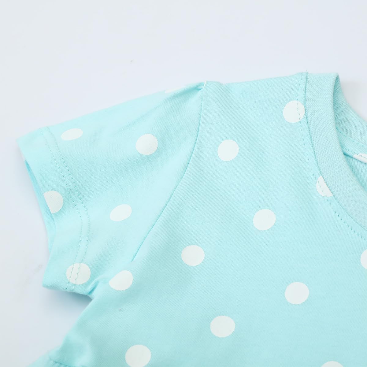 Toddler Girls Cotton Embroidery Applique Short Sleeve Dresses 2-7Y