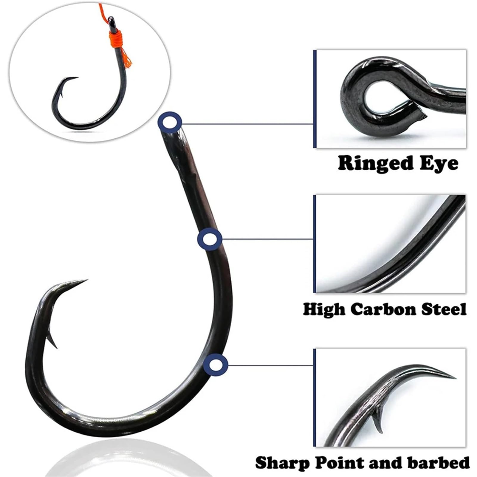 Ami da Pesca Amo da tonno Cerchio Pesca Ami in Linea for Pesce Gatto spigola Acqua salata Dolce