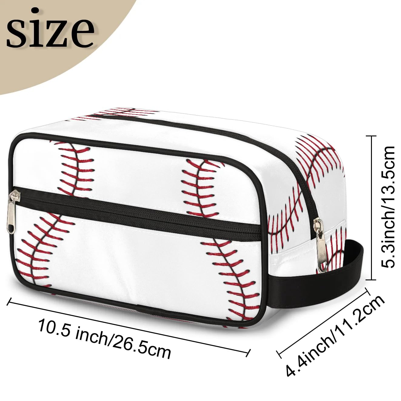 Bardic Baseball Toiletry Bag for Women Men, Baseball Travel Toiletry Bag Dopp Kit, Water-resistant Lightweight Shaving Bag for Toiletries Accessories, 10.5 x 4.4 x 5.3In