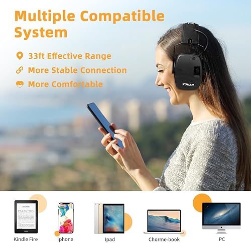 Miniatura 7 de ZOHAN 035 Bluetooth 5.0 - Orejera de protección auditiva para disparos, cancelación activa de ruido, protección auditiva con amplificación de sonido