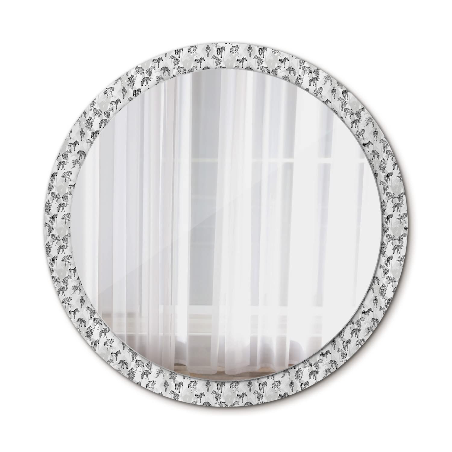 Miroir mural maquillage Tulup Ø100 cm grand miroir rond en verre pour salle de bains tigre