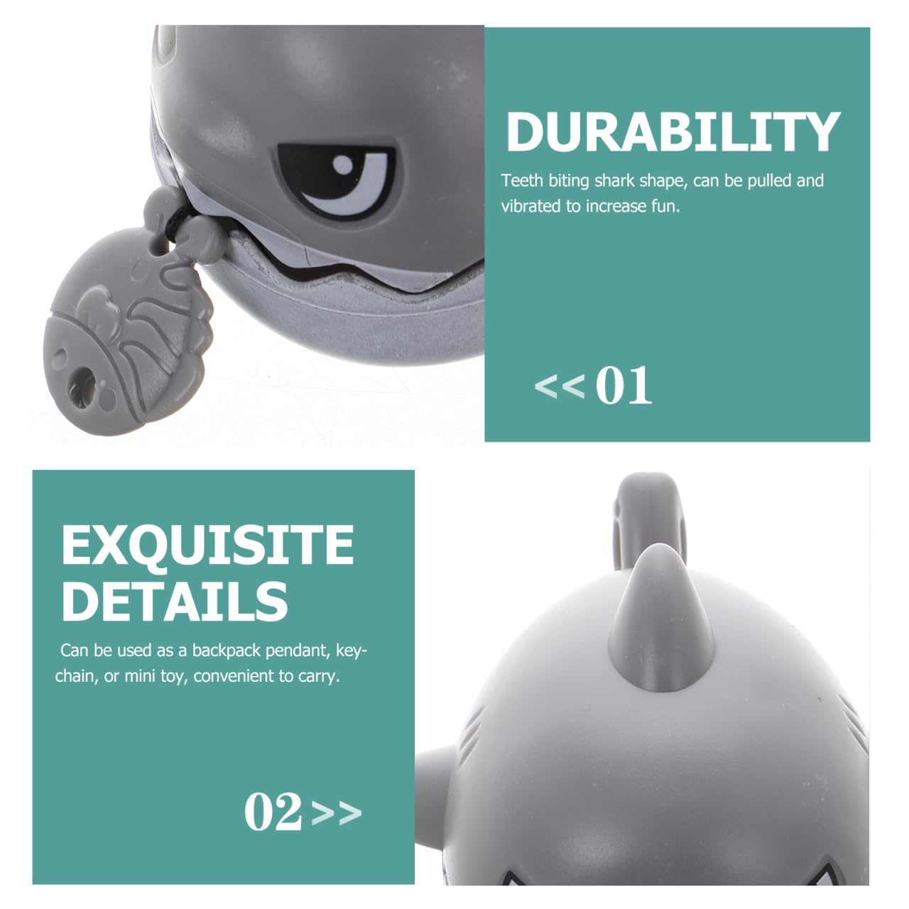 CHICAMPERA Pull String Shark Toy Adorable Eating Fish Shark Mini Sea Animal Cute Pull String Plaything for Boys Girls Kids Party Favors Bath Toy - Image 4