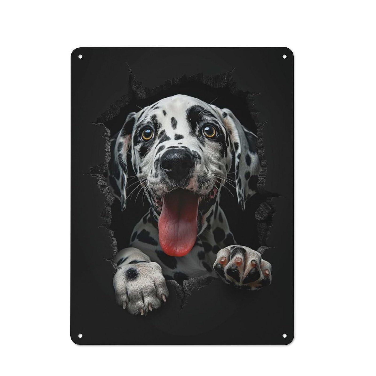 Junmoney Style-16 Tin Wall Plaque 40X30cm With Dalmatian Dog For Guest Room Or Hallway, For Updating Guest Room And Hallway After Moving