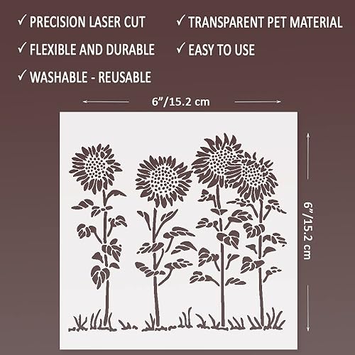 Miniatura 2 de Plantilla de flores para pintar, plantillas de flores silvestres para pintar en paredes, flor de cerezo, diente de león, plantilla de girasol,