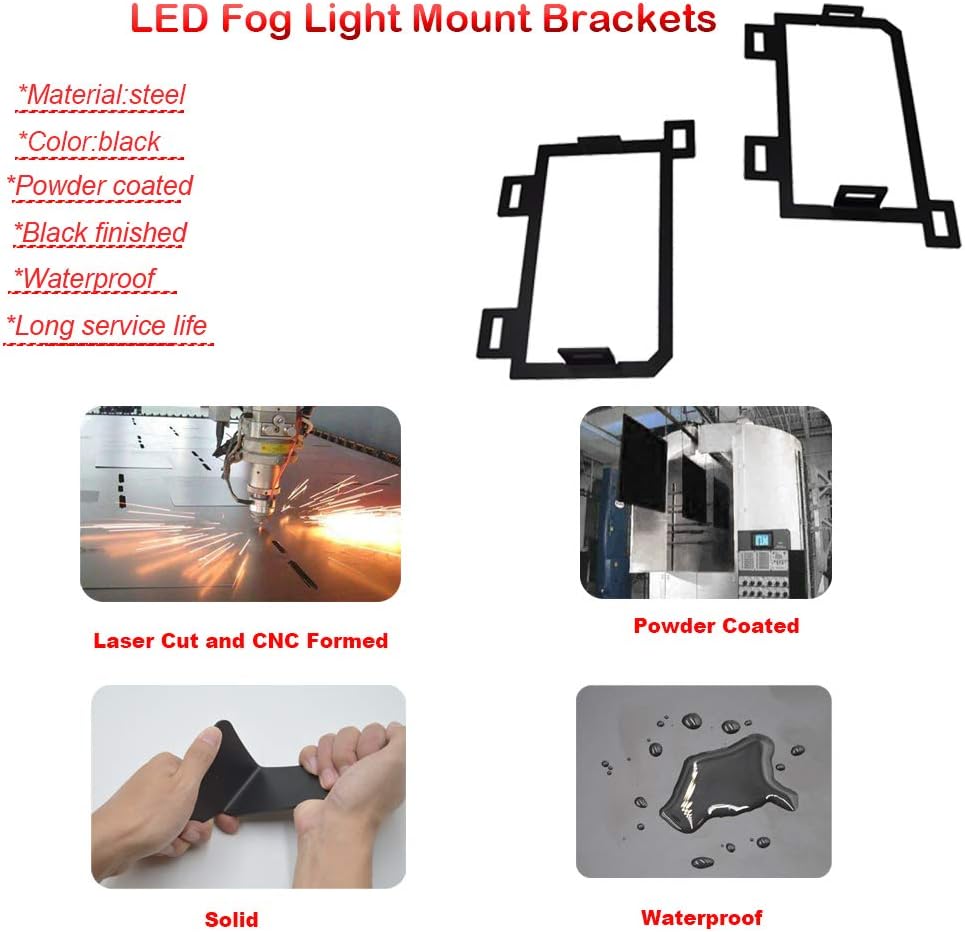 XJMOTO Front Hidden Bumper Replacement LED Fog Light Mounting Brackets Compatible with Dodge Ram 1500 2013-2018