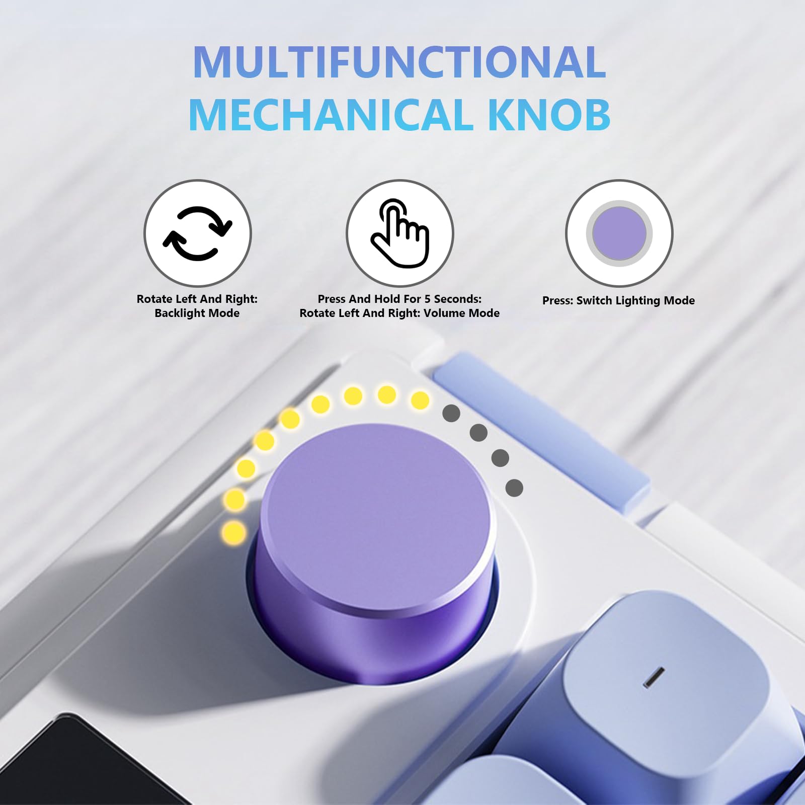 flintronic L98 Klawiatura Gasket, 80% klawiatura do gier USB-C, klawiatura mechaniczna 2,4 GHz z 8 modami RGB, bezprzewodowa klawiatura z pokrętłem głośności/Rollover z 26 klawiszami/kabel 1,5 m USB-C