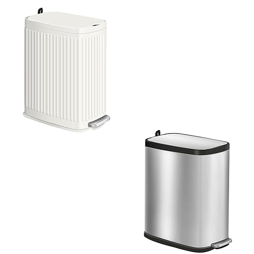 IRISVO Cubo de basura pequeño para baño con ambientador, tapa de cierre suave, 7 litros1.85 galones, cubo de basura delgado de acero inoxidable,