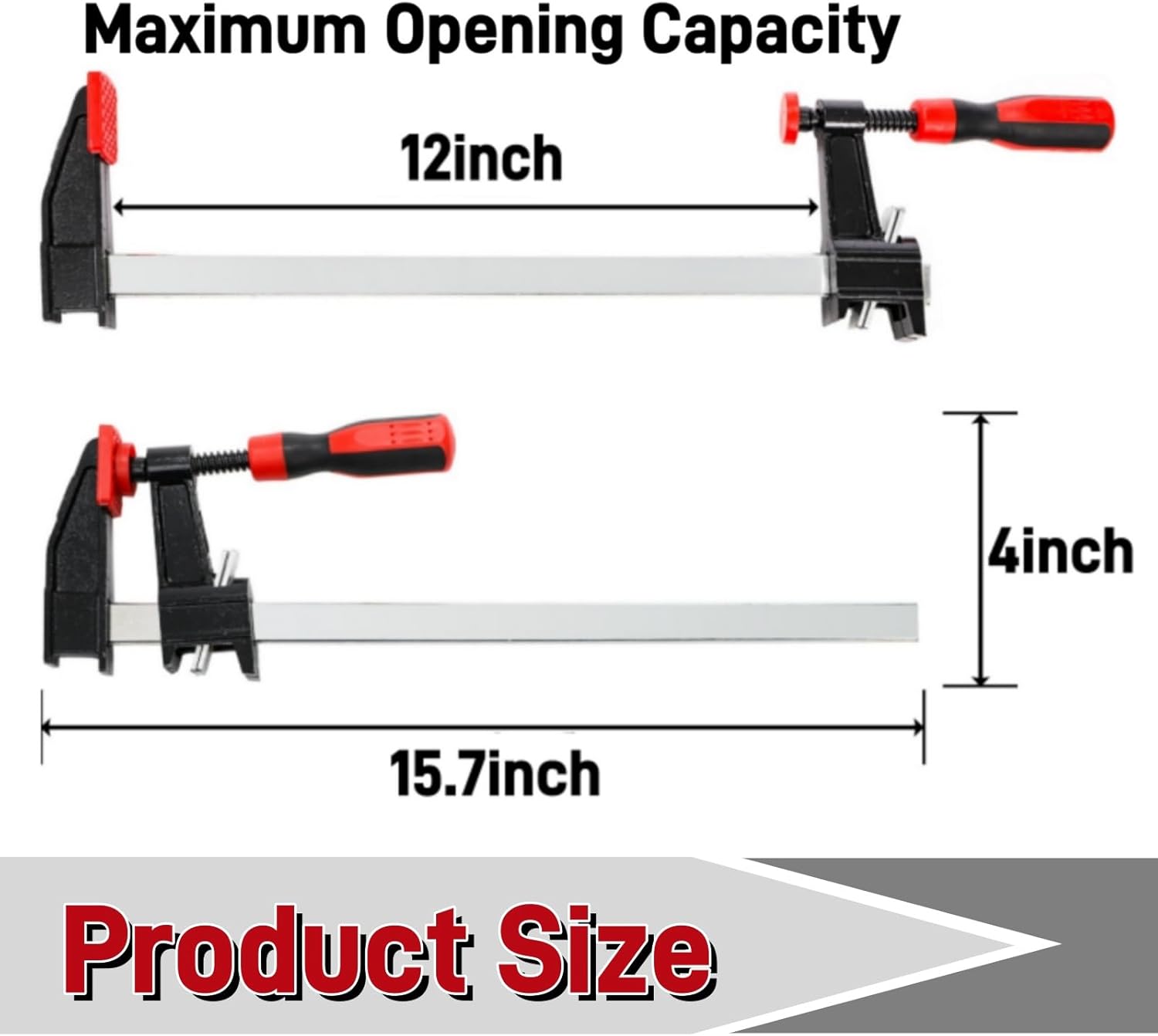 4 pack bar clamps for woodworking, 12 inch one-handed medium duty steel f clamps set, 600 lbs load limit quick release wood parallel spreader for woodworking, diy projects
