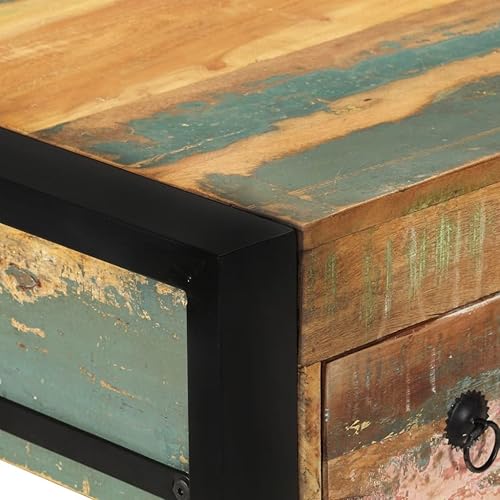 Miniatura 23 de vidaXL Escritorio de madera maciza, escritorio de estilo industrial con 2 cajones, marco de acero duradero, muebles multifuncionales de oficina en