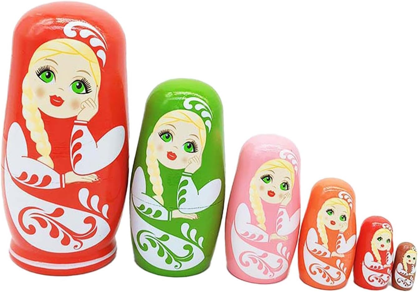 ATORSE 6Pcs Halloween Nesting Dolls Traditional Stacking for Table Easter Halloween Red