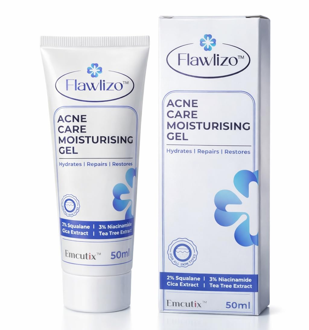 Flawlizo Acne Care Moisturising Gel with 2% Squalane, 3% Niacinamide, Hydrating & Oil-Control Formula, Repairs Skin Barrier Reduces Redness & Acne, Non-Greasy Texture, For Oily & Acne-Prone Skin, Dermatologically Tested, 50 ml-image-15