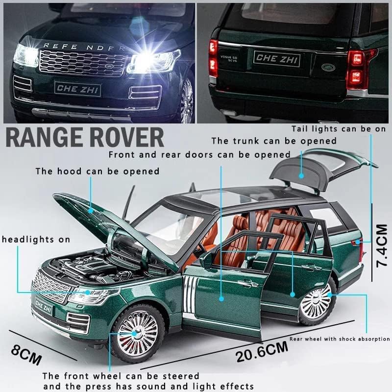 Image of 1 /24 Range Rover SUV Model Car with Box, Zinc Alloy Pull Back Toy car with Sound and Light for Kids Boy Girl Gift?Colors as Per Stock? (Land Rover Defender 1:24)