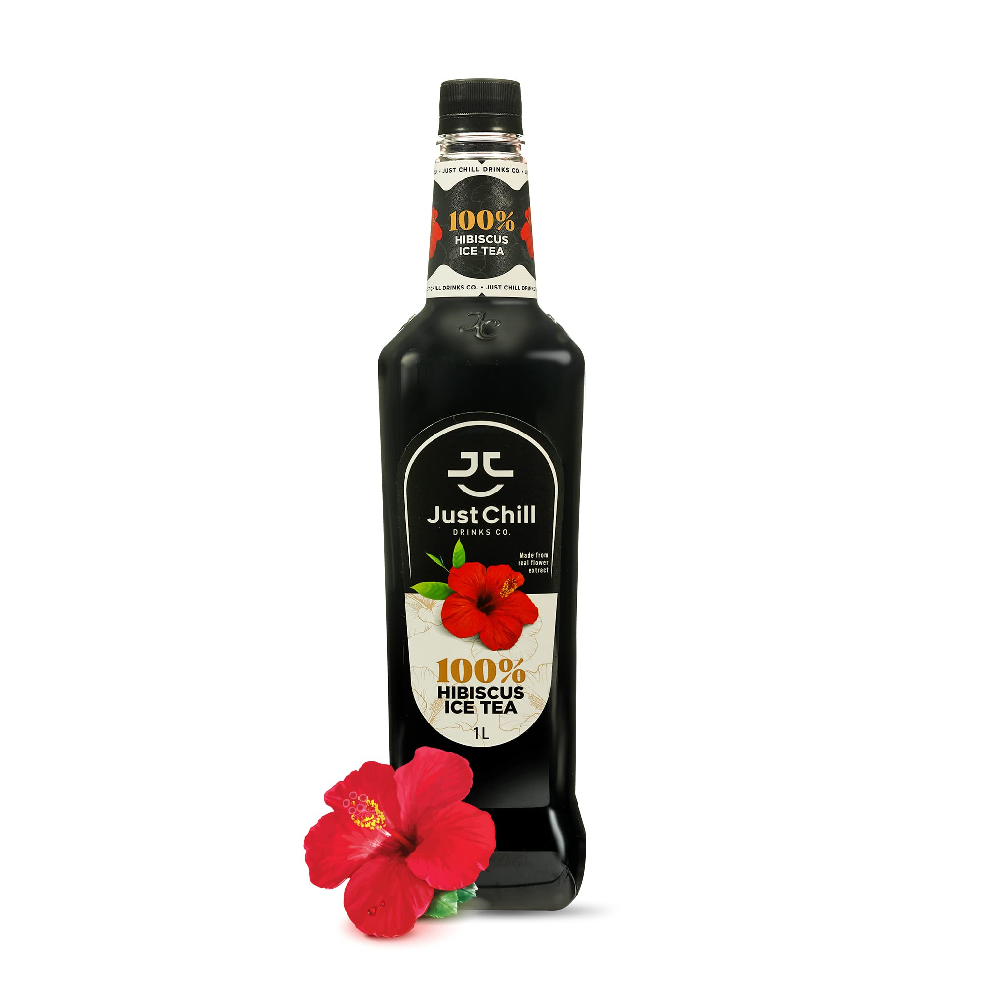 Just Chill Drinks Co. Hibiscus Ice Tea Syrup, Made From 100% Real Flower Extract, 1 Litre - Non GMO, Vegan