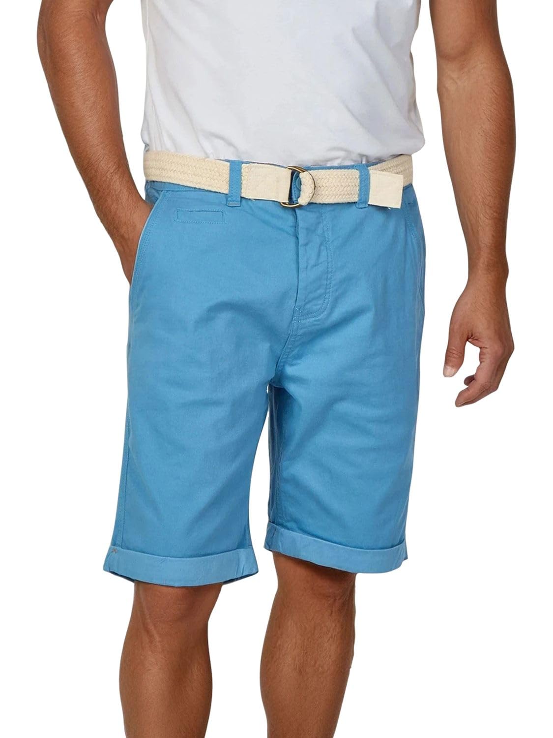 riverso Kurze Hosen Herren Sommer Chino Shorts mit Gürtel Regular Fit RIVHenry Bermuda Stretch Blau Navy Rot Grün Orange Beige Grau 30 31 32 33 34 36 38 40 42 44 46