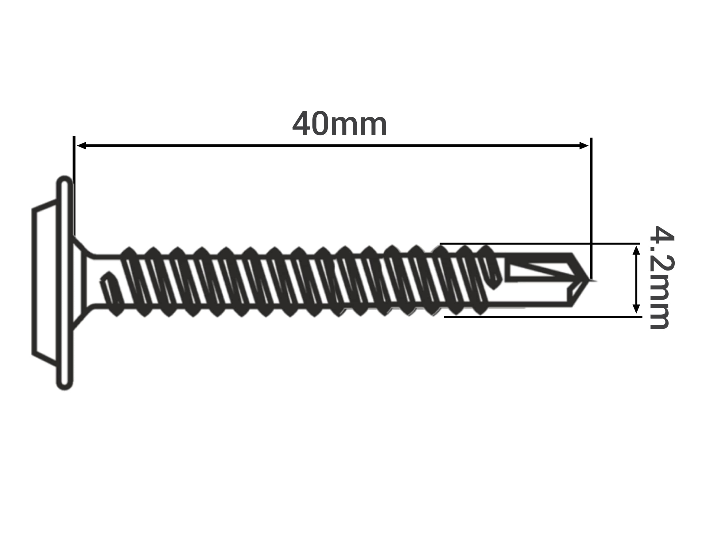 SKIR'CO (300 pcs) Painted Self-Drilling Screws 4.2 x 40 mm, Sheet Metal Screw, PH Modified Truss Head (Black RAL 9005) - Image 4
