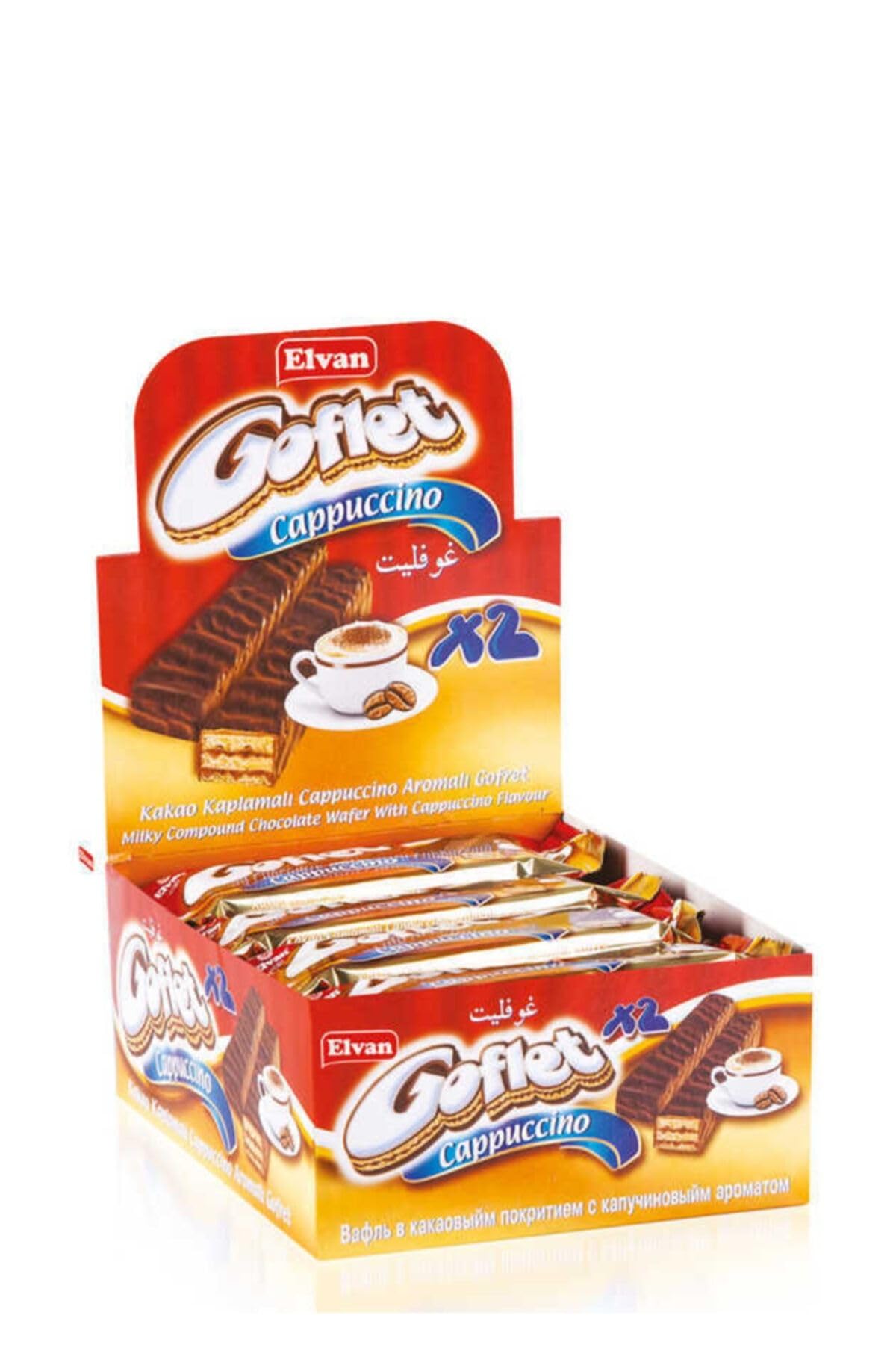 Elvan Goflet Cappuccino Cream Milky Compound Chocolate Wafer, 28 Gm (Pack Of 24)