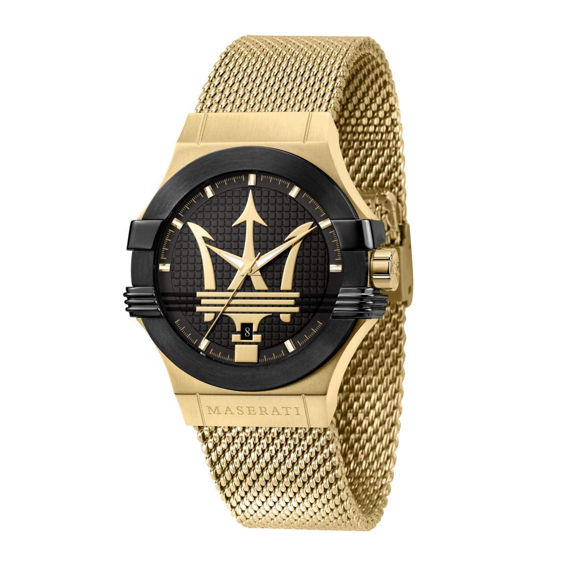 Maserati Stainless Steel Men Potenza R8853108006 Gold Stainless-Steel Quartz Dress Analog Watch, Black Dial, Gold Band (B084645KXH) Amazon Price History, Amazon Price Tracker