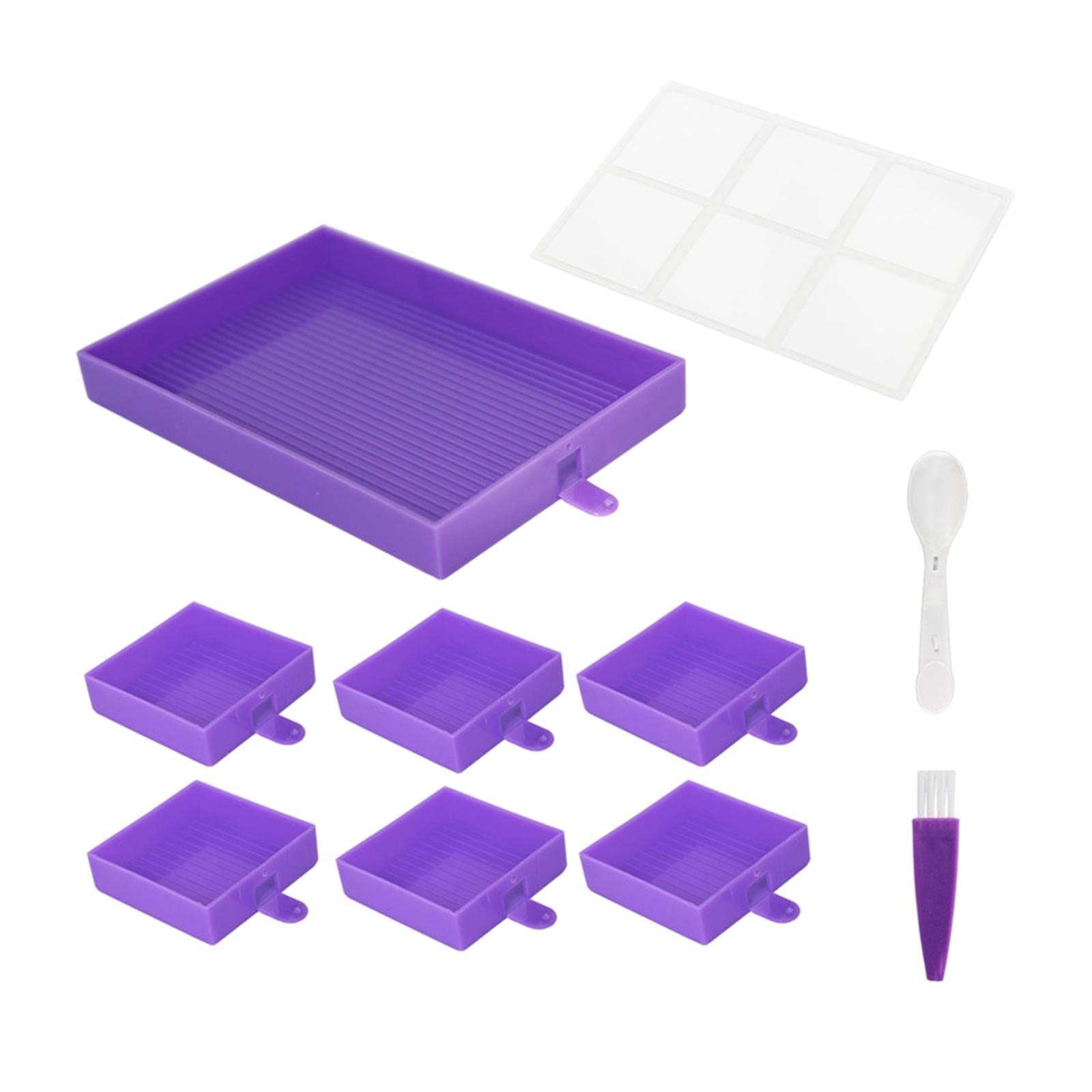 Plateau peinture diamant tri rangement perles DIY kit de 10 pièces violet