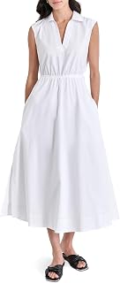 DKNY Women's V-Neck Midi Dress with Back Cut Out