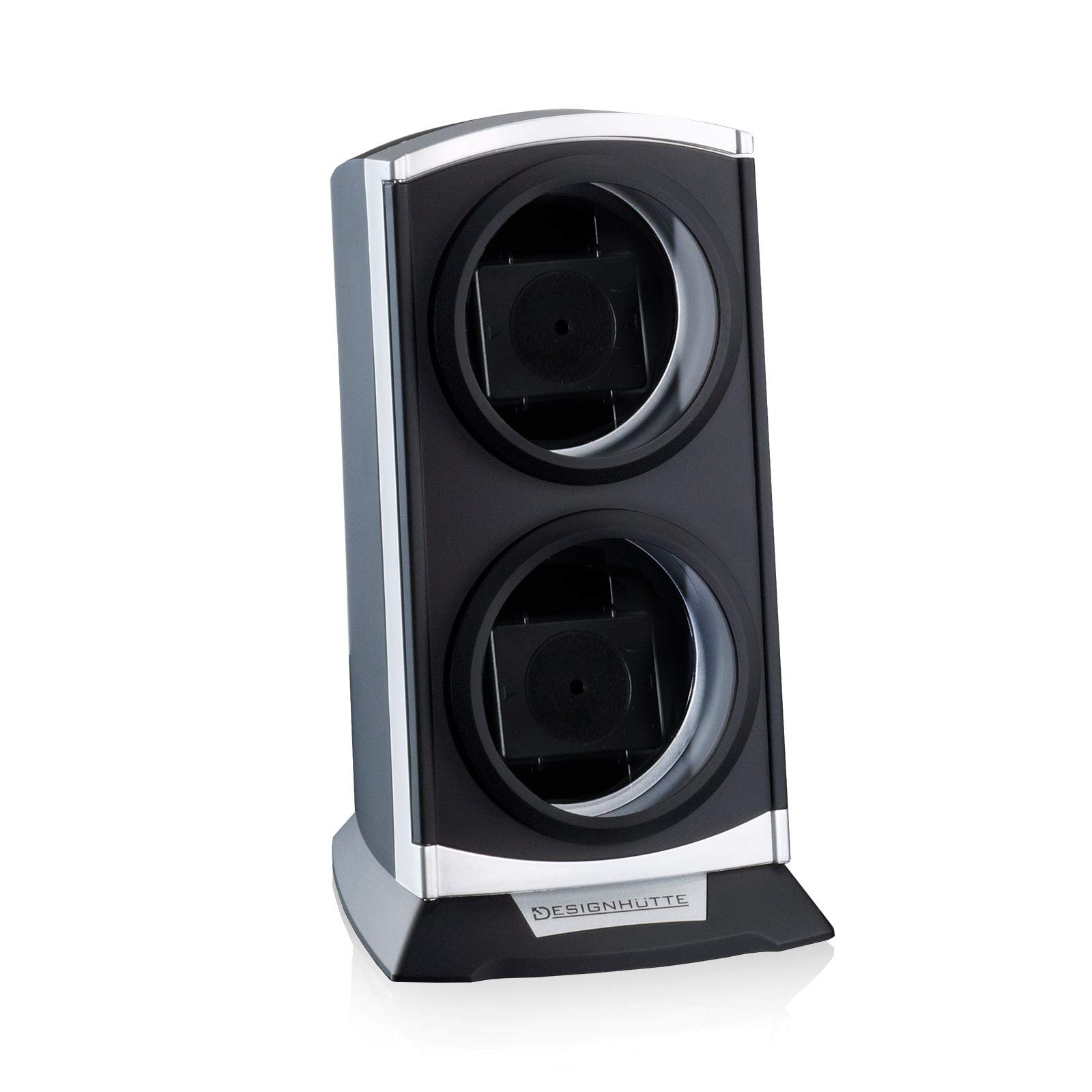 DESIGNHÜTTE® Uhrenbeweger Primus Schwarz/Silber für 2 Automatikuhren
