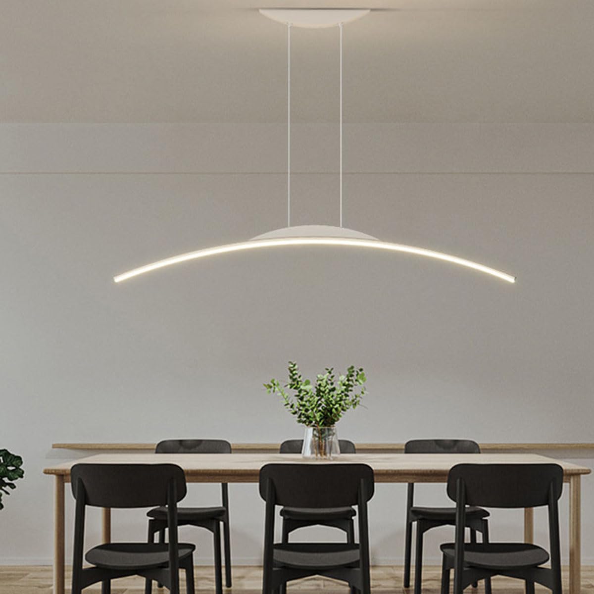 Lámpara de mesa de comedor lineal con luces LED regulables para cenas modernas. 8