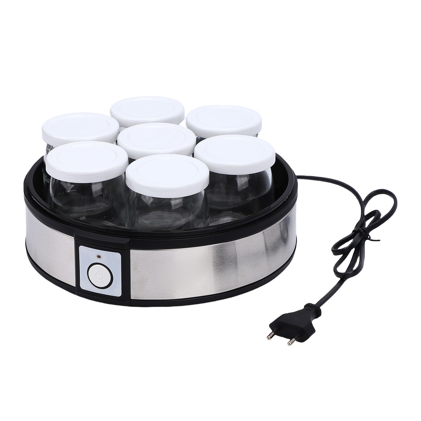 Stalowy Jogurtownica 20W Przenośna do Domowego Jogurtu | Wydajna Energetycznie Fermentacja, Kubki 180 Ml, do Dżemów, Puddingów i Lodów, Kompaktowe Użytkowanie w Kuchni podróżnej.