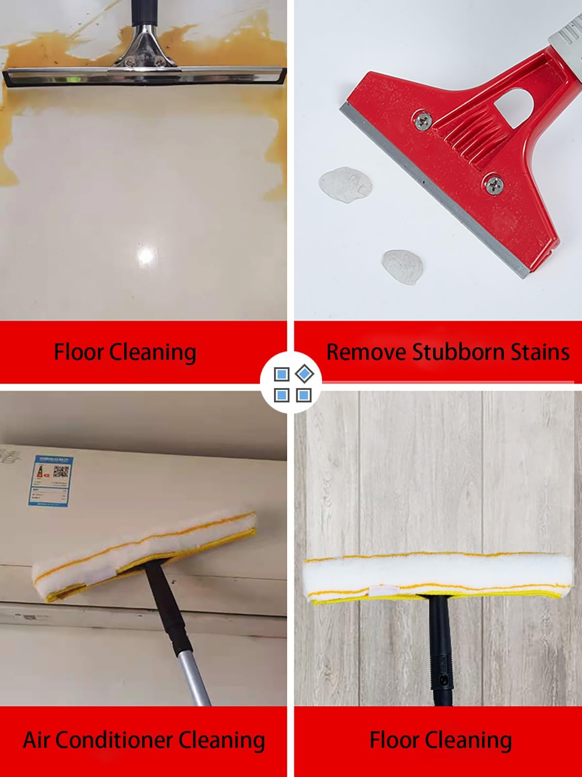 Fensterreinigungsstange 2 Floor Window Washing Equipment with Stone Shovel, 3-in-1 Outdoor High Windows Cleaner Tool with 1.2/ 2.4/ 3.6 M Adjustable Pole & 35 Cm Squeegee, Auto Glass Cleaning Kit(2.4m