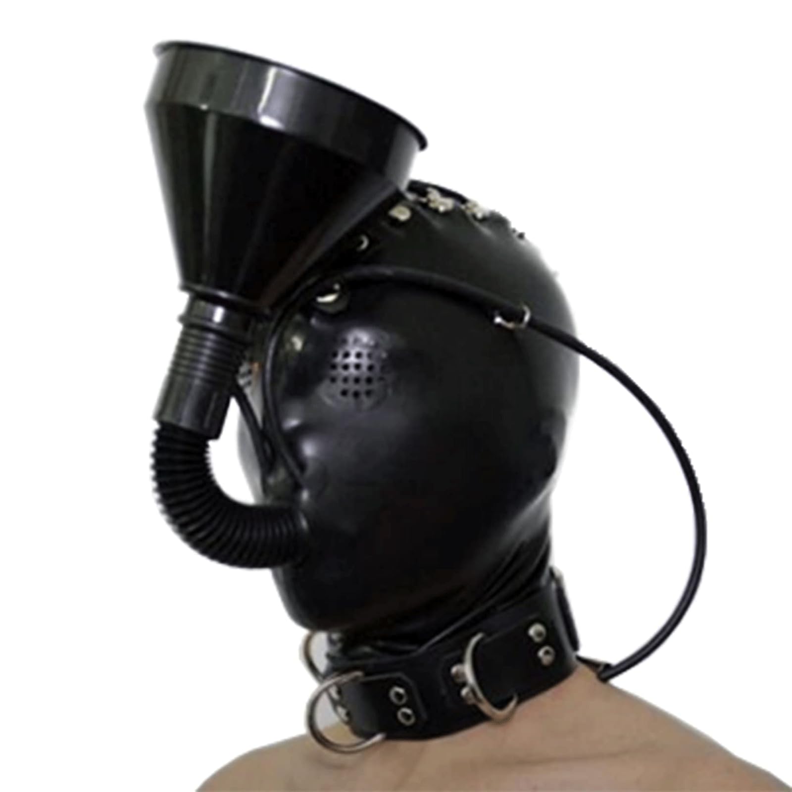 Masque de bondage réglable en latex pour surmonter la routine des jeux de rôle fétichistes