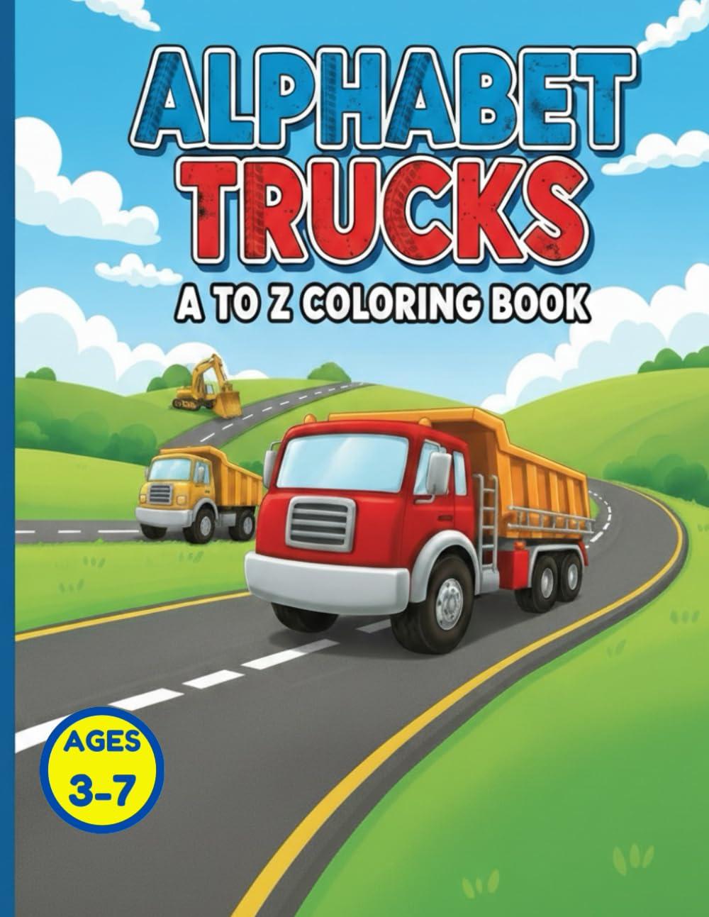 Alphabet Trucks A to Z Coloring Book: Big Vehicles & Construction Activity Book for Kids Ages 3-7: Letter Learning and Fun Illustrations for Preschoolers and Early Learners