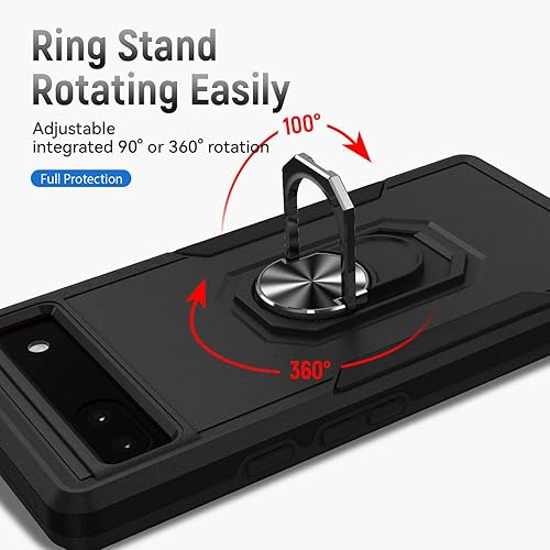 Miniatura 4 de Funda para Google Pixel 6A 5G con protector de pantalla, grado militar, de doble capa, resistente, a prueba de golpes, cubierta protectora de cuerpo