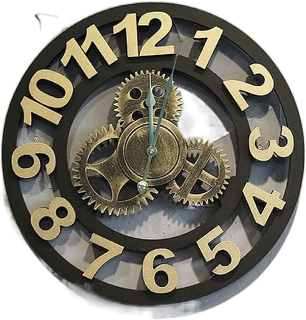 Wall Clock Industrial Wind Gear Clock Bar Living Room Bedroom Home Round Watch Personalized Fashion Pocket Watch 50cm (Color : Yellow)