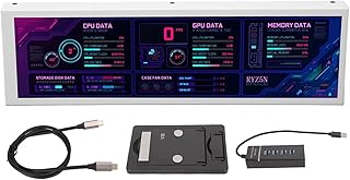 Lazmin112 8.8 Inch AIDA64 1920X480 CPU GPU SSD Data Temperature Monitor, PC Sensor Panel Display for Raspberry Pi, for Linux, for Wins, Keeps You Informed of Your Host's Status in Real Time (White)
