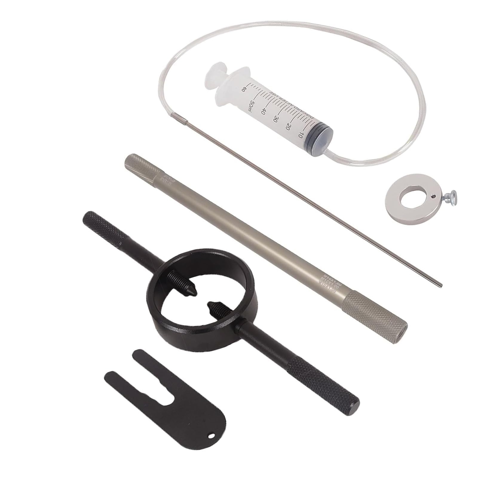 Kit de herramientas de servicio de horquilla de motocicleta, herramienta de nivel de aceite de horquilla con compresor de resorte y herramienta de purga de varilla amortiguadora para mantenimiento de