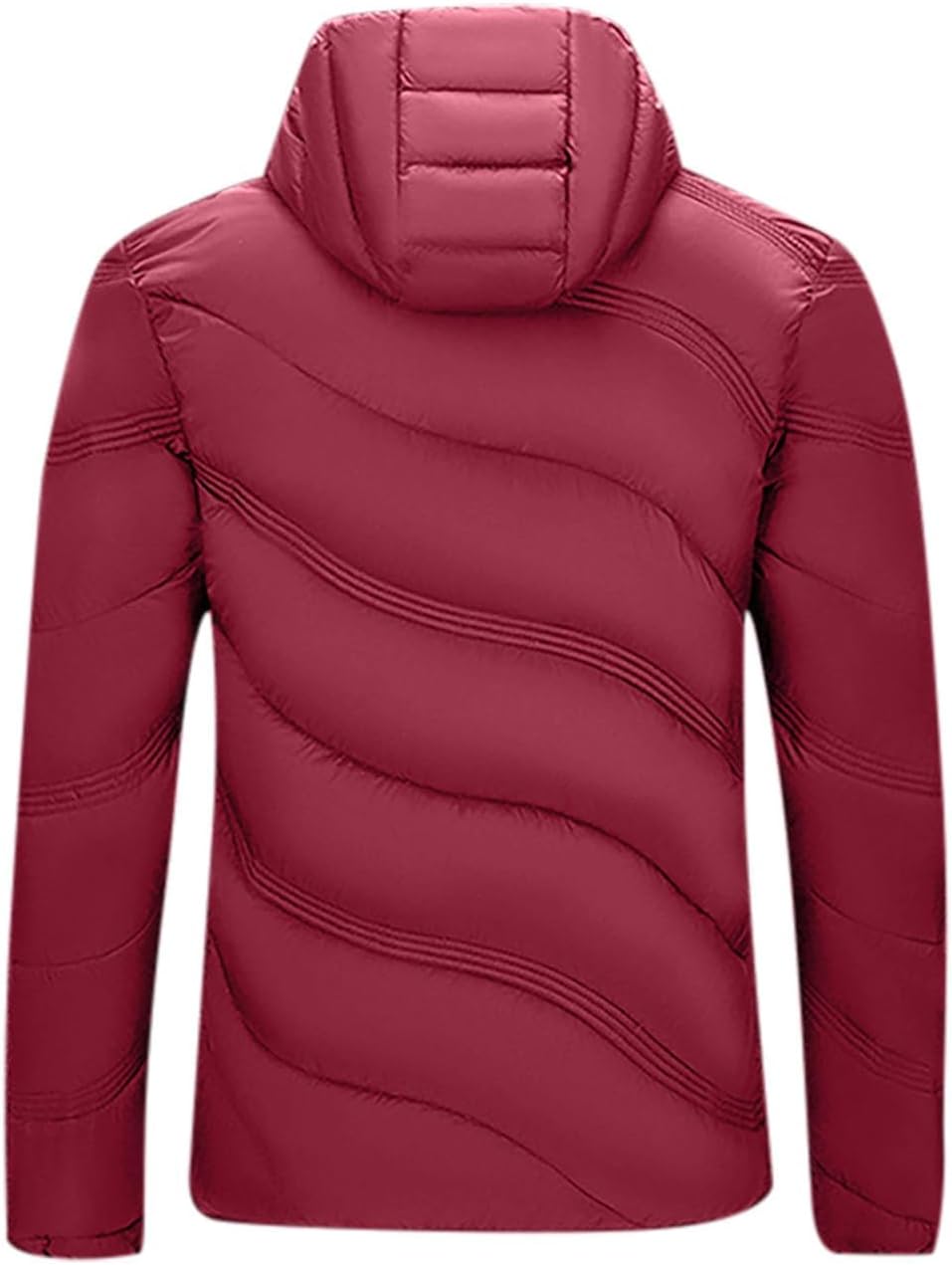 Hooded Puffer Jacket Men Water-Resistant Winter Coat Padded Puffy Coat Lightweight Outdoor Down Jacket for Travel Ski