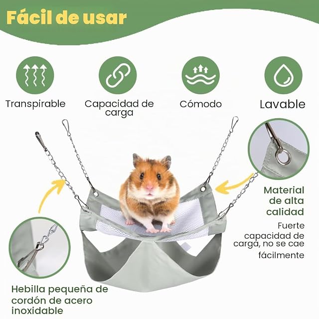 Foto 3 de 7 de MiOYOOW Hamaca de conejillo de indias, cama de hurón de doble capa, malla transpirable