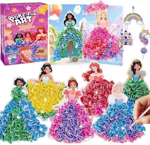 Kits de loisirs créatifs Poke in Art pour enfants de 6, 7, 8, 9 et 10 ans : activités manuelles Poke in Art pour enfants cadeaux d'anniversaire pour filles art métallisé loisirs