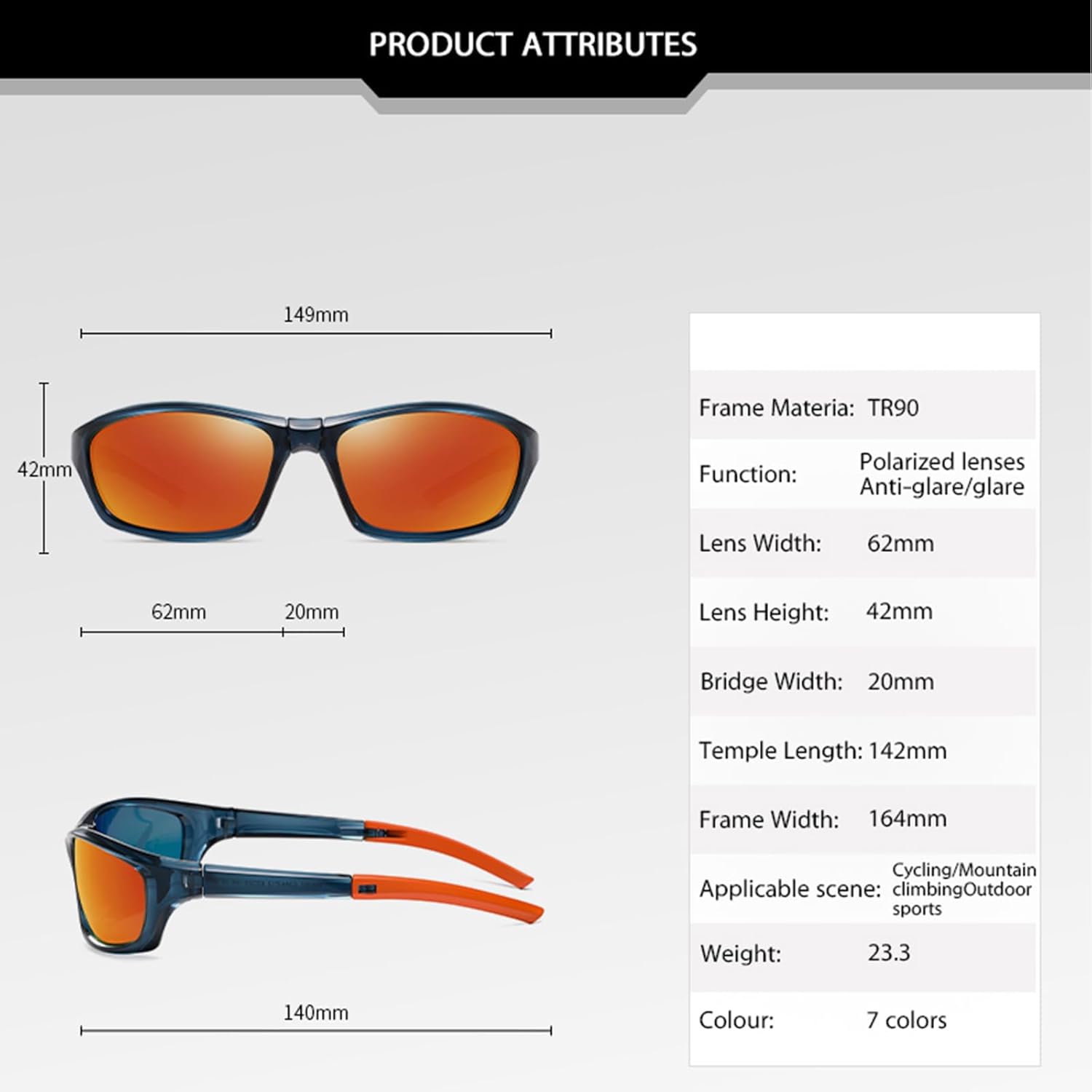 Foldable Polarized Wrap Around Sunglasses For Men - Lightweight Cycling Sports for Fishing Glasses UV Protection - Image 7