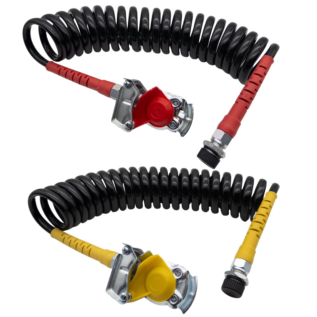 Carrete de aire rojo y amarillo M16/manguera de aire comprimido/espiral – espiral de aire rojo con protección de plástico rojo, espiral amarilla con protección de plástico amarillo M16 para
