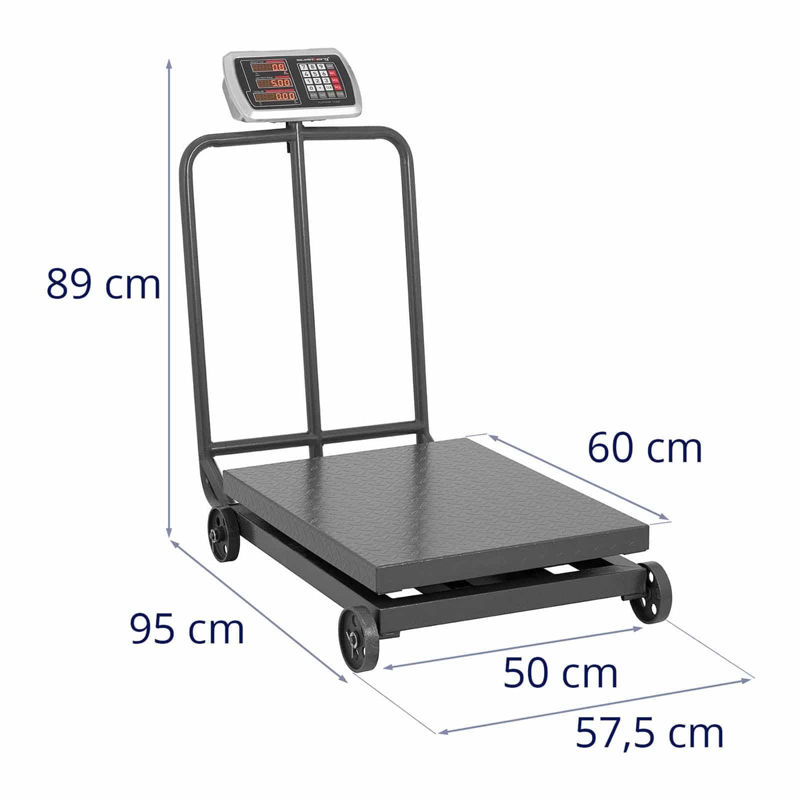 Steinberg Systems Bilancia a Piattaforma con Ruote SBS-PF-600/100W 600 kg 100 g Display LED 50x60 cm