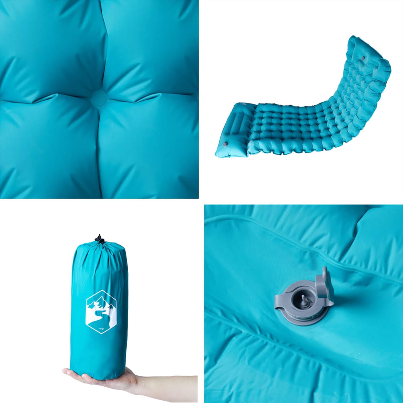 Homgoday Selbstaufblasende Isomatte Campingmatte mit Fußpumpe, 40D Nylon TPU Beschichtung, Blau, 200x75x10,5 cm, 740g, für Camping, Wandern, Reisen, Picknick 4007096