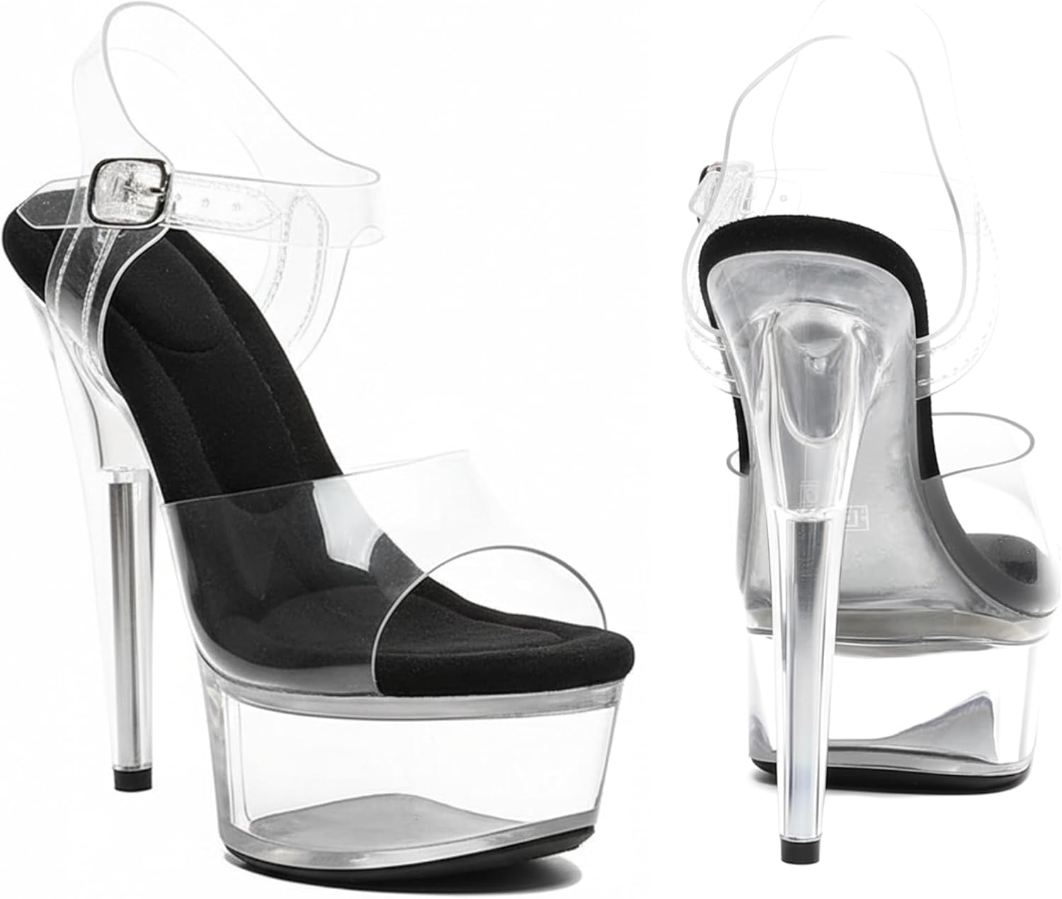 WUXIN H&P Women's 6in Clear Platform High Heels Ankle-Strap Sexy Stiletto Pole Dance Exotic Sandal Shoes - Image 6