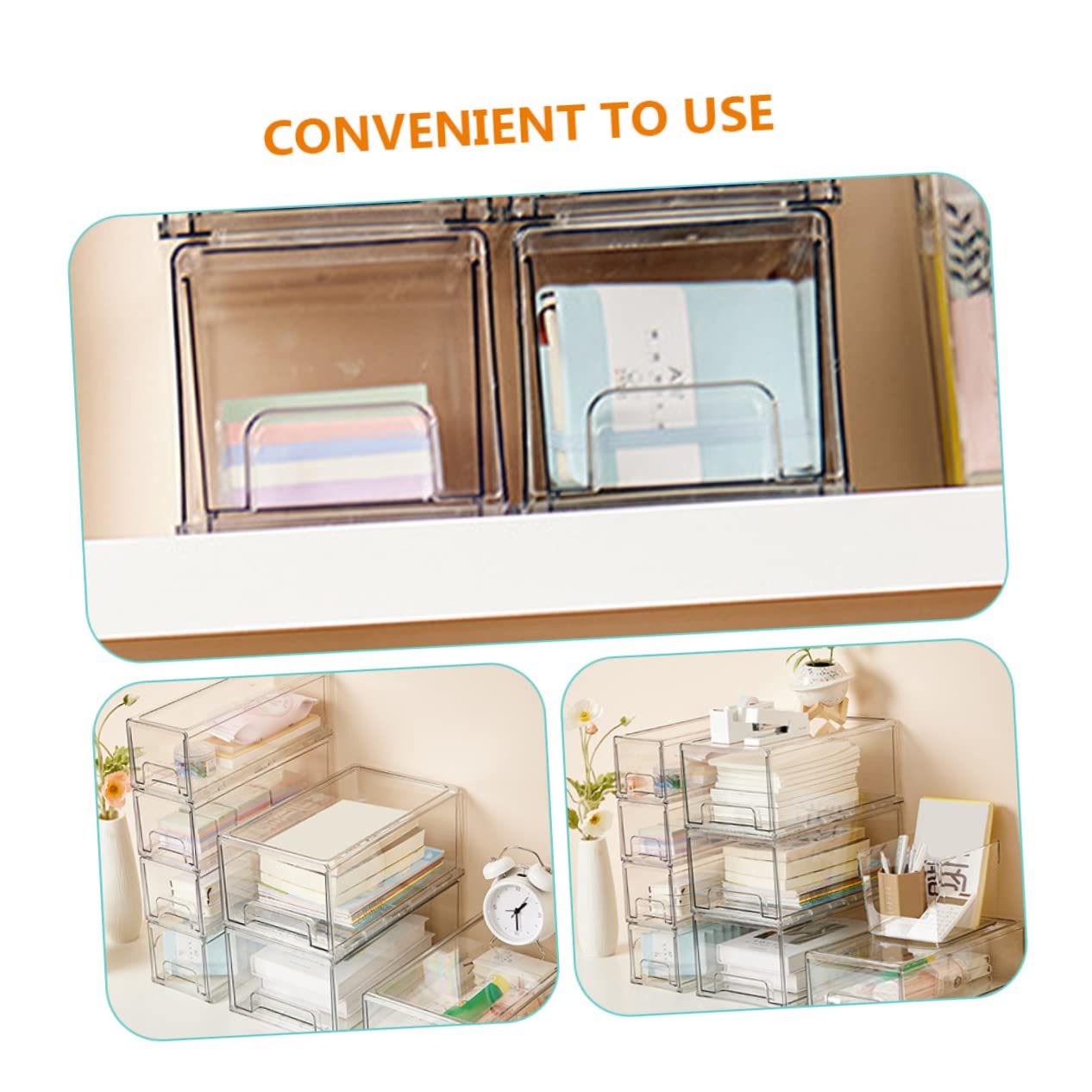 2 Uds Soporte Para Cosméticos Organizador De Cajones De Cosméticos Transparente Organizador De Cajones Estuche De Almacenamiento De Maquillaje Apilable Soporte Para Cajones De