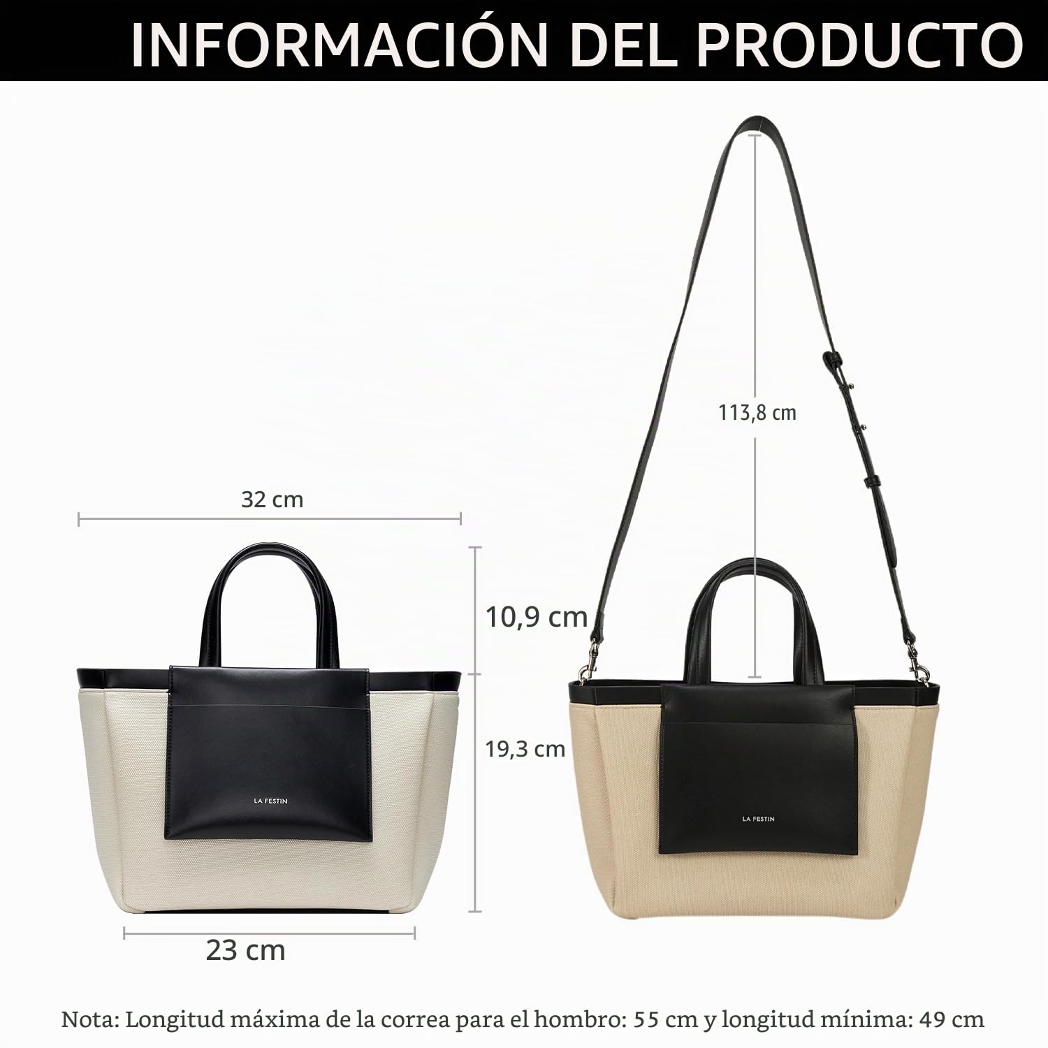 LA FESTIN - Bolsos para mujer con correa, bolsos cruzados de lujo para mujer