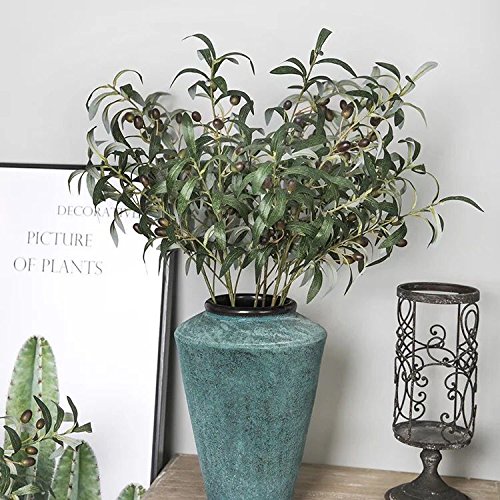 Htmeing 28" Artificial Olive Branches Fake Holly Plants Green Leaves Fruits For Home Office Decoration(4Pcs) #TOP6
