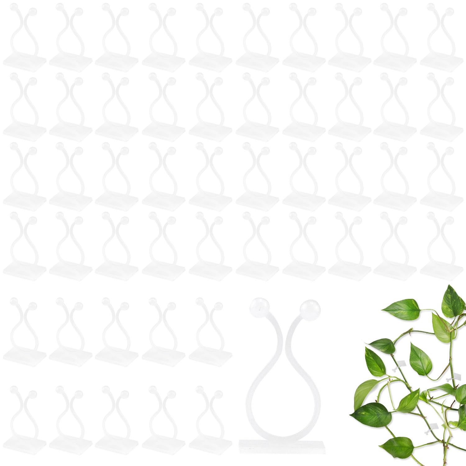 Clip Per Piante Rampicanti - 100 Pezzi Con Adesivo 3M - Per Fissare Rami E Organizzare Cavi (Bianco) - Foto 2